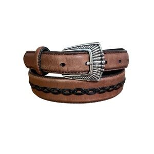 VTG 2007 Ariat Handcrafted Leather Brown Belt Limited Ed. Original Master Sz 32